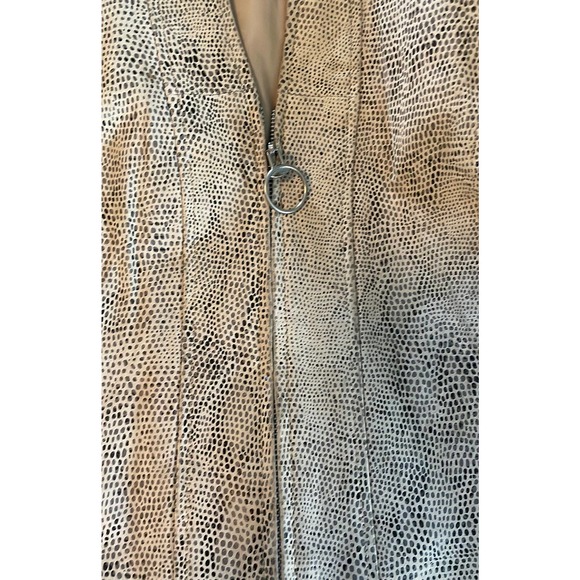 Vintage Women's Tan Leather Snakeskin Print Lined jacket Size M - Picture 10 of 11